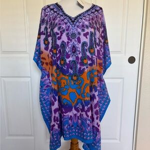 Vibrant Women's Kaftan in Purple and Orange